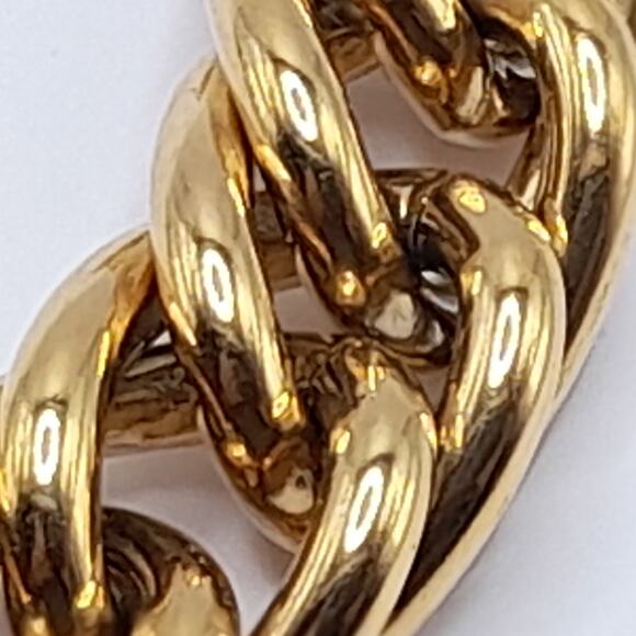 Men's Stainless Steel Gold Plated Chunky Bracelet, 7 Inches, Signed STEELTIME - Picture 5 of 10